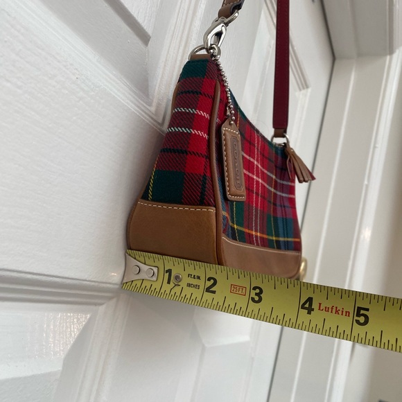 Coach Tartan Plaid Mini Shoulder Bag with Brown Leather Trim - Picture 7 of 9